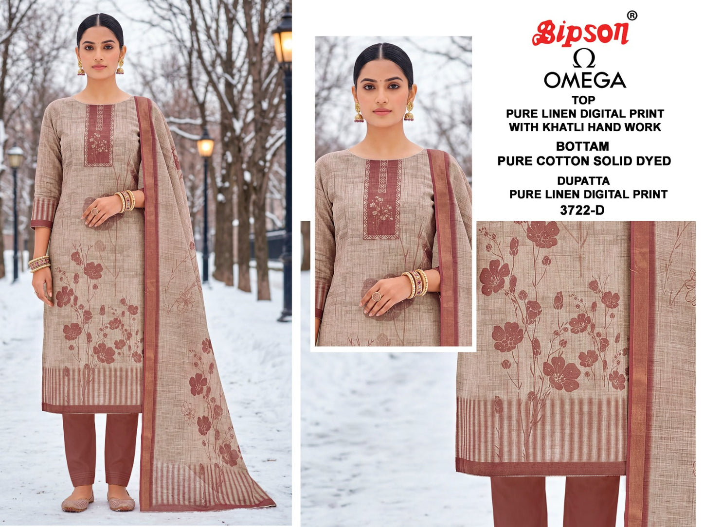 Omega 3722 Bipson Prints Lilen Pant Style Suits Exporter India