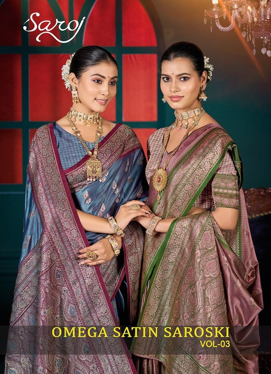 Omega Satin Saroski Vol 3 Saroj Sarees Exporter Ahmedabad