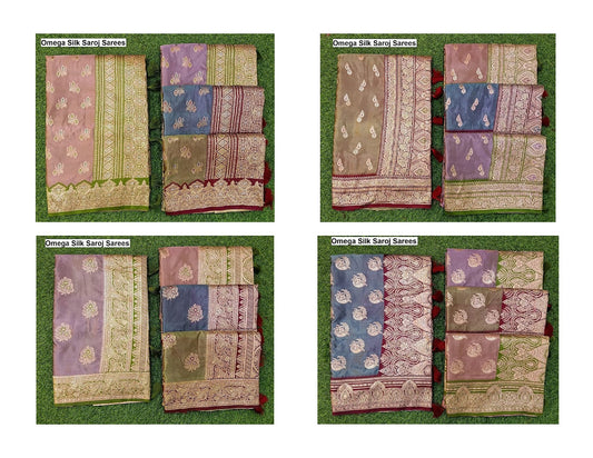 Omega Silk Saroj Satin Sarees Wholesale Rate