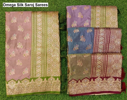 Omega Silk Saroj Satin Sarees Wholesale Rate