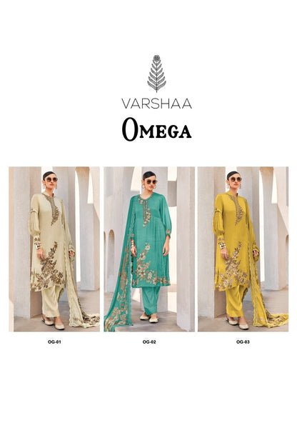 Omega Varshaa Mul Chanderi Pant Style Suits Wholesale Price