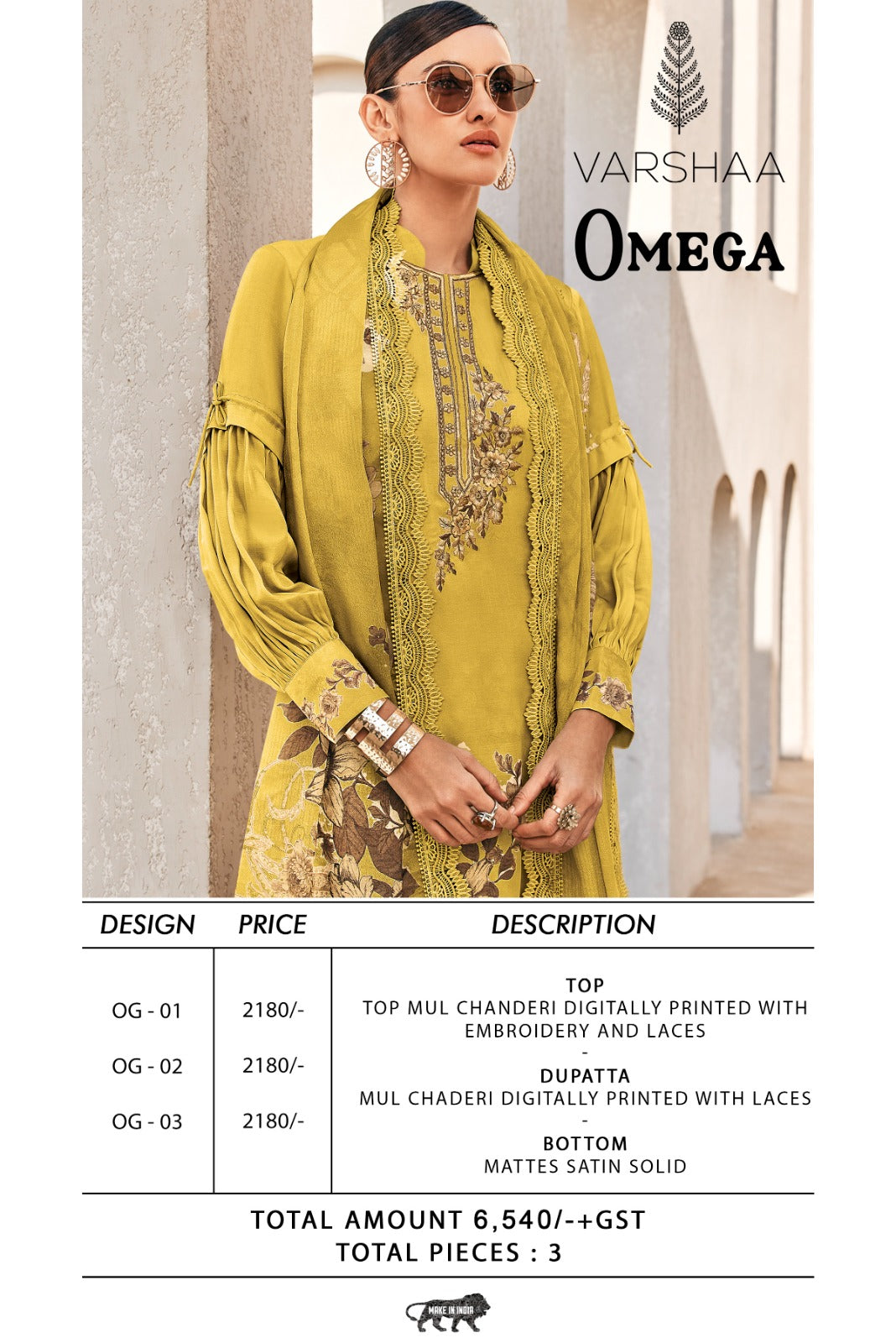 Omega Varshaa Mul Chanderi Pant Style Suits Wholesale Price