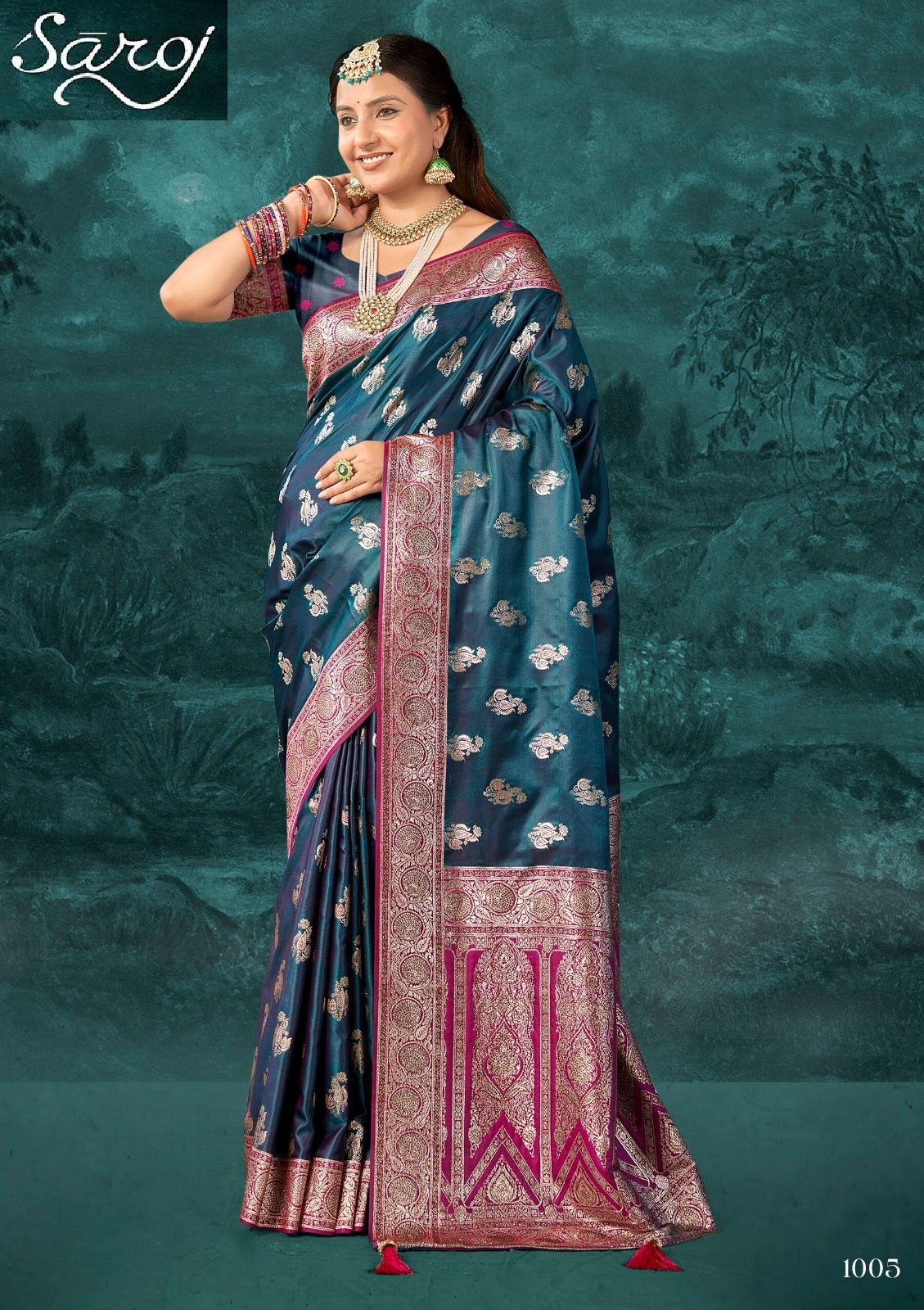 Omkara Satin Saroski Vol 1 Saroj Silk Sarees Exporter Ahmedabad