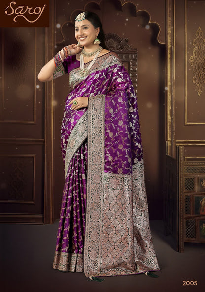 Omkara Satin Saroski Vol 2 Saroj Silk Sarees Supplier Ahmedabad