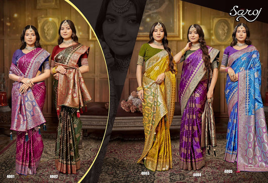 Omkara Satin Saroski Vol 4 Saroj Silk Sarees Wholesale Rate
