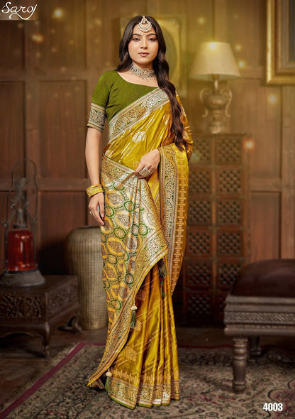 Omkara Satin Saroski Vol 4 Saroj Silk Sarees Wholesale Rate