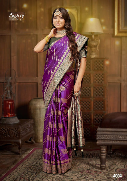 Omkara Satin Saroski Vol 4 Saroj Silk Sarees Wholesale Rate