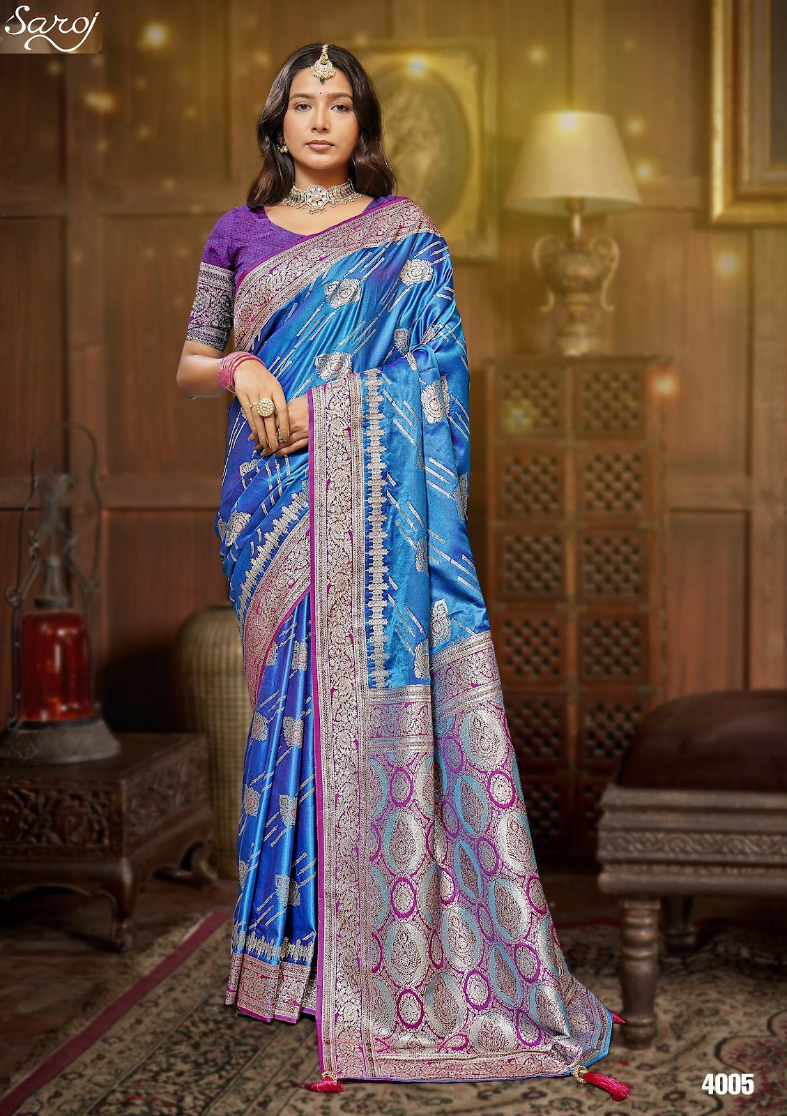 Omkara Satin Saroski Vol 4 Saroj Silk Sarees Wholesale Rate