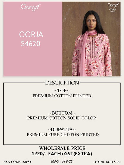 Oorja 4620 Ganga Cotton Pant Style Suits Supplier India