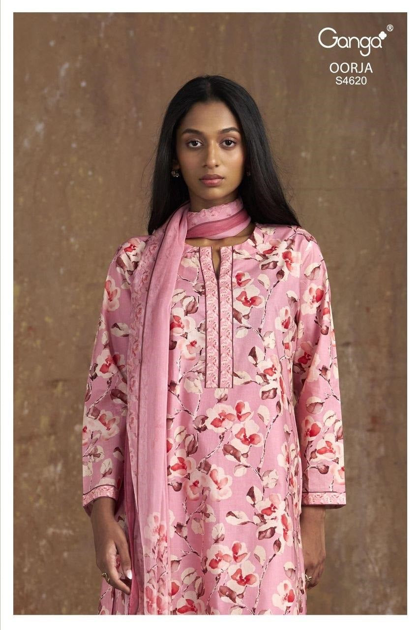Oorja 4620 Ganga Cotton Pant Style Suits Supplier India
