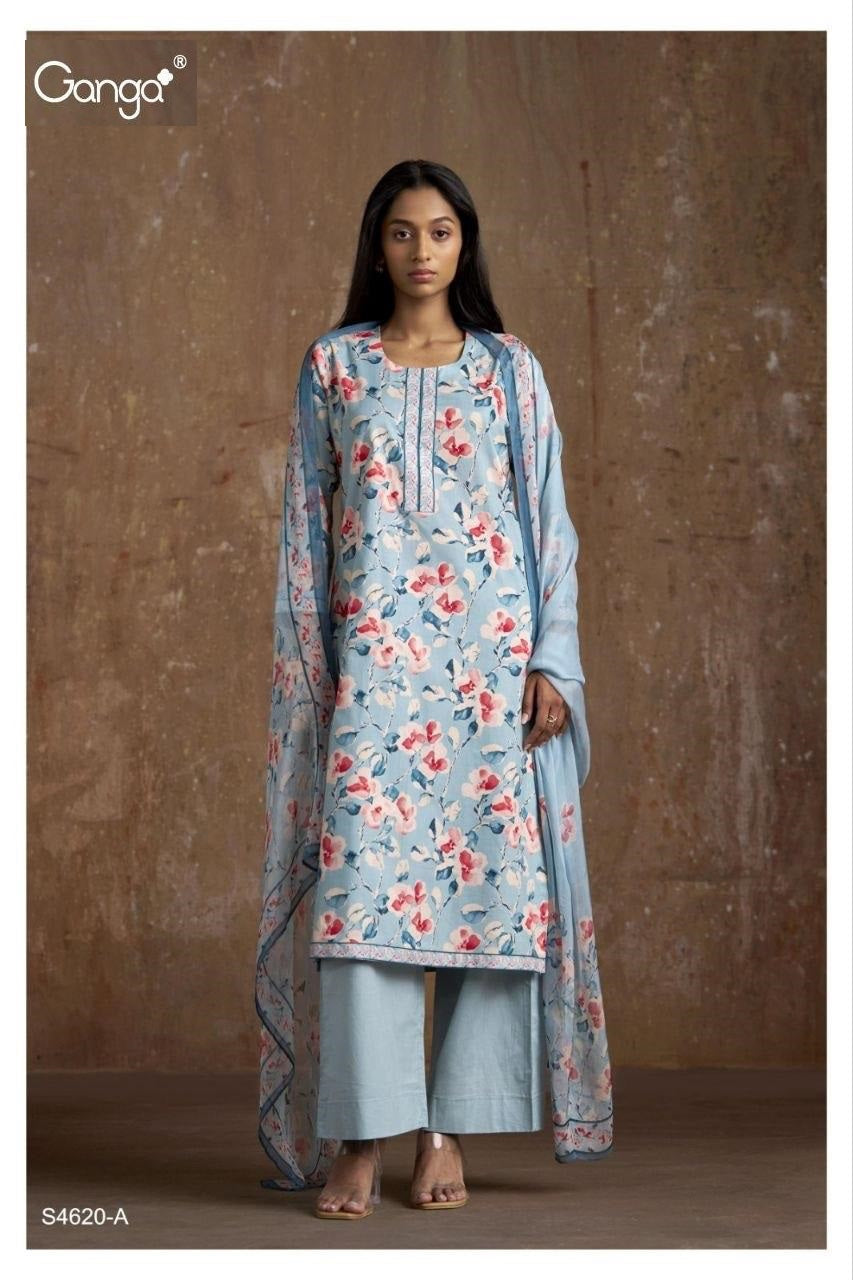 Oorja 4620 Ganga Cotton Pant Style Suits Supplier India
