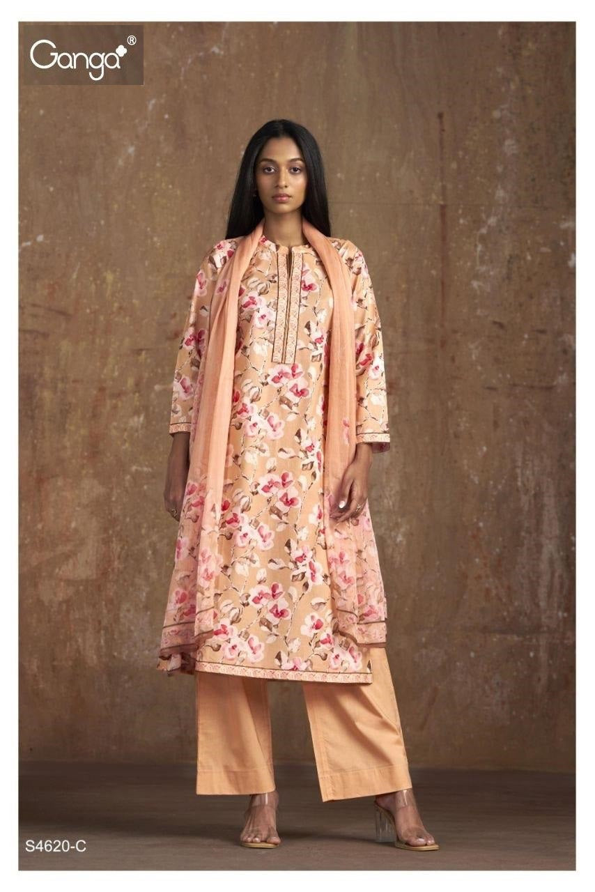 Oorja 4620 Ganga Cotton Pant Style Suits Supplier India
