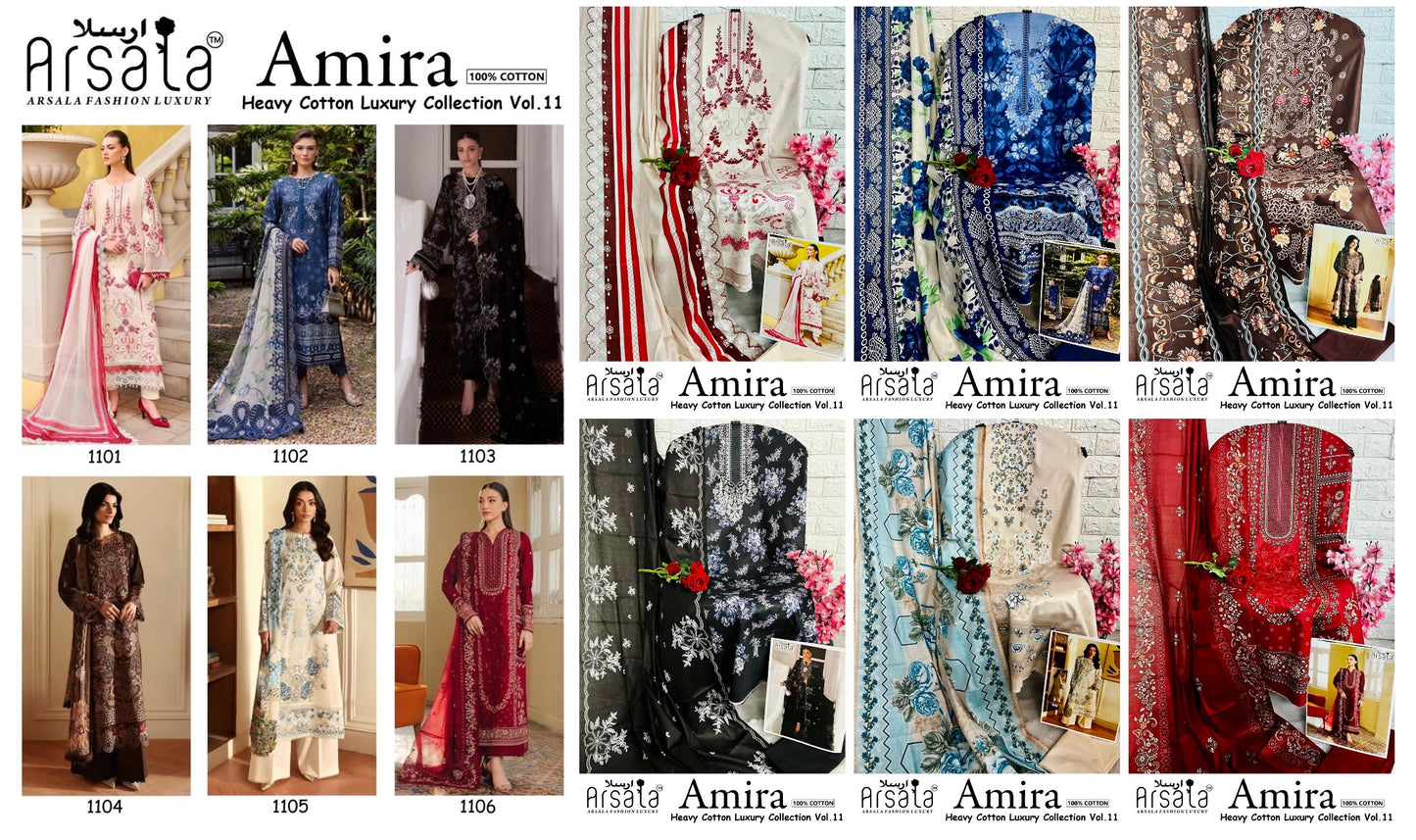 Amira Vol 11 Arsala Fashion Lawn Cotton Karachi Salwar Suits Supplier