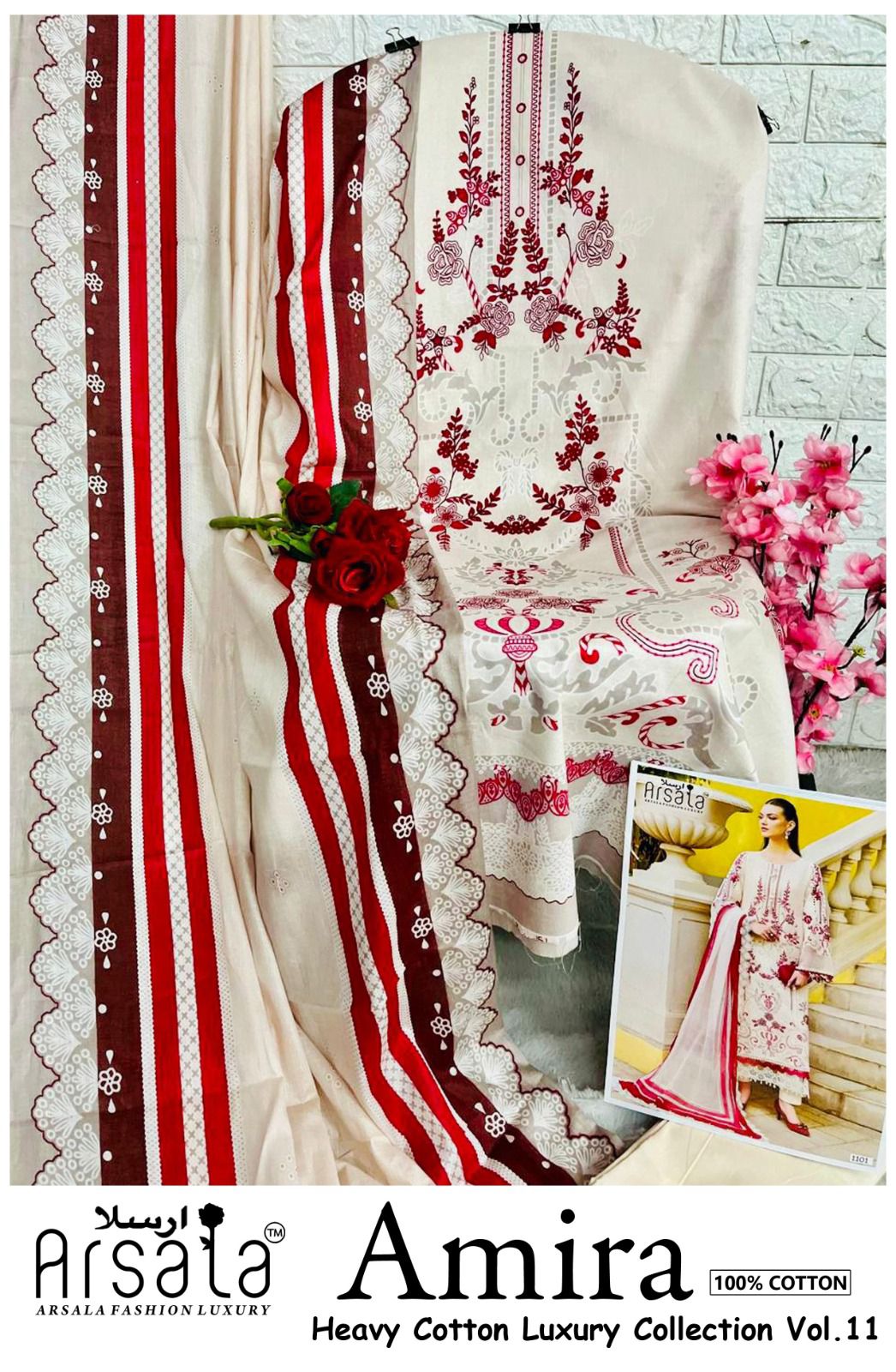 Amira Vol 11 Arsala Fashion Lawn Cotton Karachi Salwar Suits Supplier