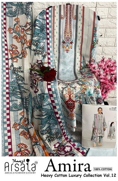 Amira Vol 12 Arsala Fashion Lawn Cotton Open Pic Karachi Salwar Suits Exporter India