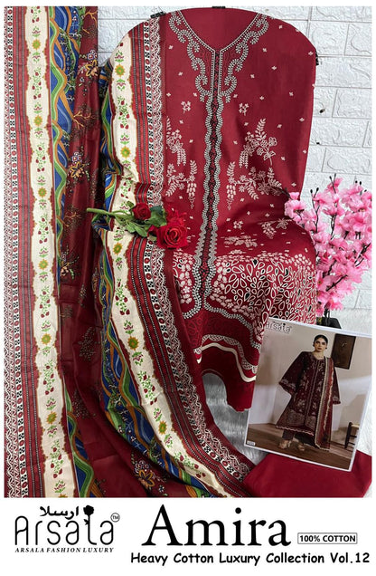 Amira Vol 12 Arsala Fashion Lawn Cotton Open Pic Karachi Salwar Suits Exporter India