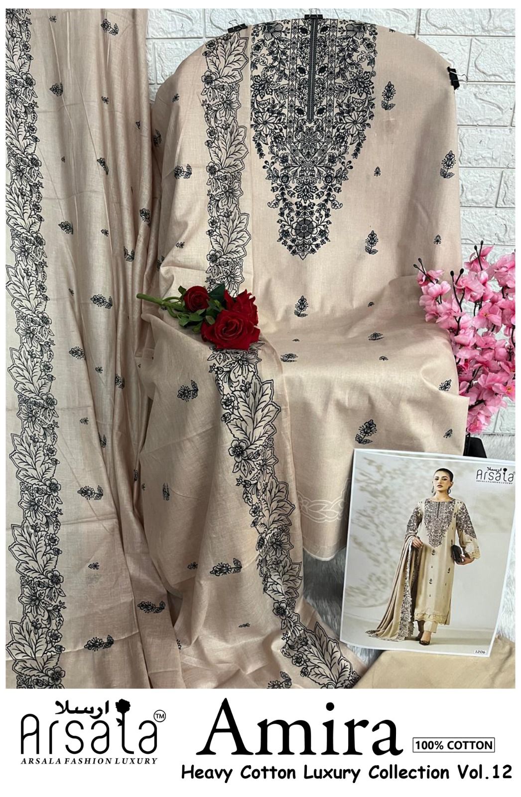 Amira Vol 12 Arsala Fashion Lawn Cotton Open Pic Karachi Salwar Suits Exporter India