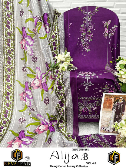 Alija B Vol 41 Keval Fab Lawn Cotton Open pic Karachi Salwar Suits Exporter