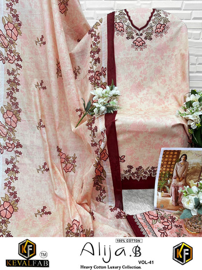 Alija B Vol 41 Keval Fab Lawn Cotton Open pic Karachi Salwar Suits Exporter