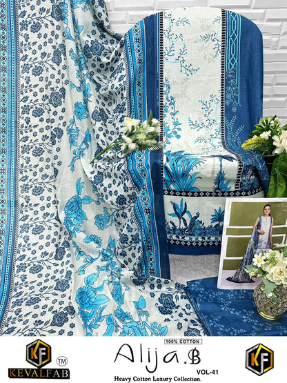 Alija B Vol 41 Keval Fab Lawn Cotton Open pic Karachi Salwar Suits Exporter