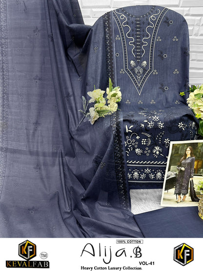 Alija B Vol 41 Keval Fab Lawn Cotton Open pic Karachi Salwar Suits Exporter