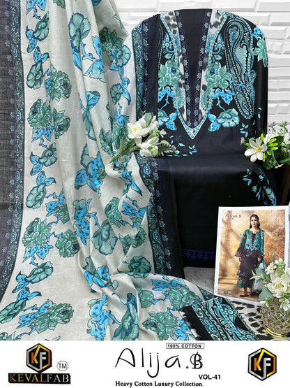 Alija B Vol 41 Keval Fab Lawn Cotton Open pic Karachi Salwar Suits Exporter