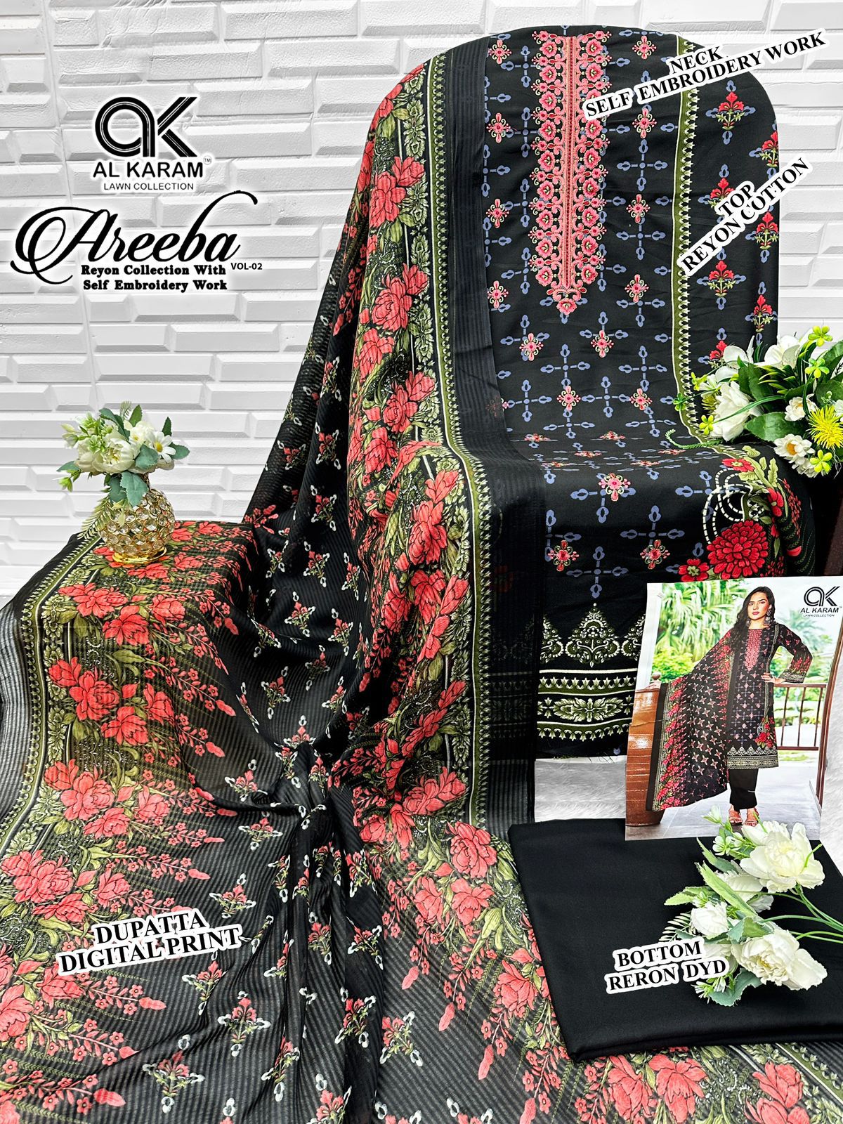 Areeba Vol 2 Al Karam Reyon Open Images Karachi Salwar Suits Exporter India