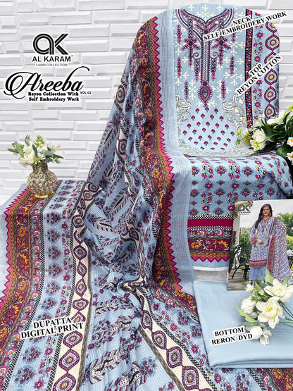 Areeba Vol 2 Al Karam Reyon Open Images Karachi Salwar Suits Exporter India
