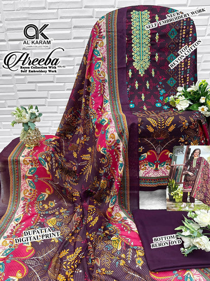 Areeba Vol 2 Al Karam Reyon Open Images Karachi Salwar Suits Exporter India