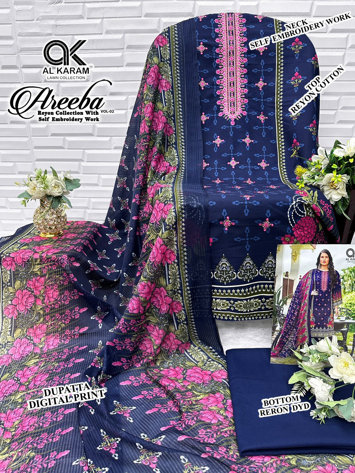 Areeba Vol 2 Al Karam Reyon Open Images Karachi Salwar Suits Exporter India