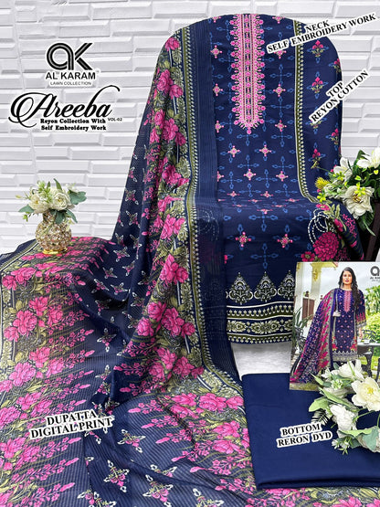 Areeba Vol 2 Al Karam Reyon Open Images Karachi Salwar Suits Exporter India