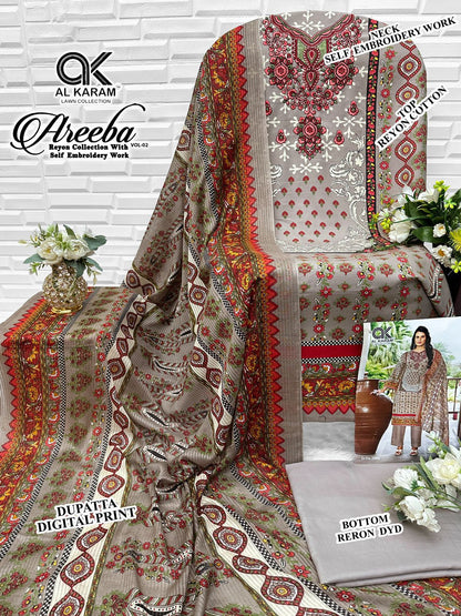 Areeba Vol 2 Al Karam Reyon Open Images Karachi Salwar Suits Exporter India