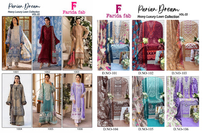 Parian Dream Vol 22 Farida Fab Mix Cotton Open Photo Karachi Salwar Suits Supplier Gujarat