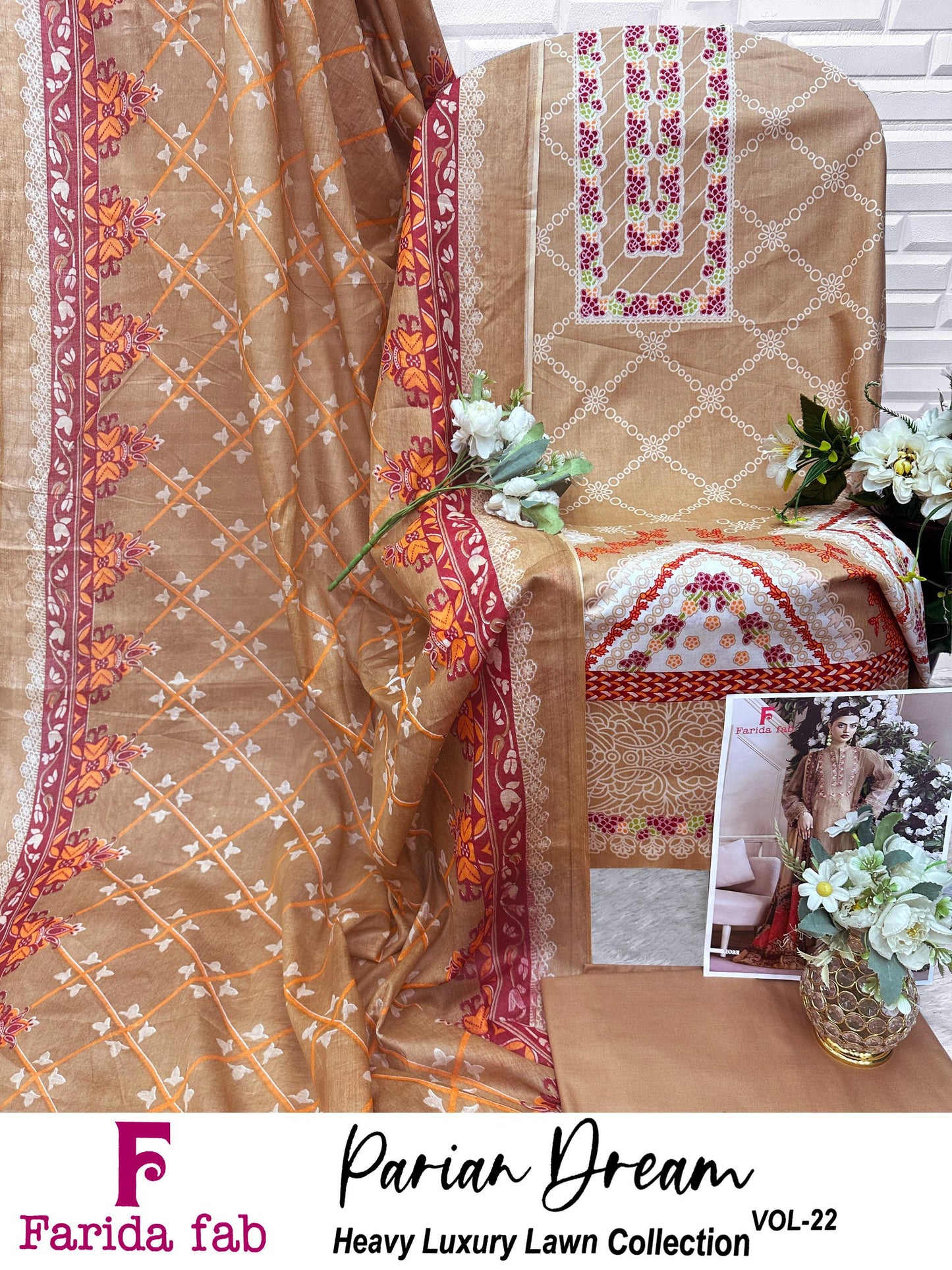 Parian Dream Vol 22 Farida Fab Mix Cotton Open Photo Karachi Salwar Suits Supplier Gujarat