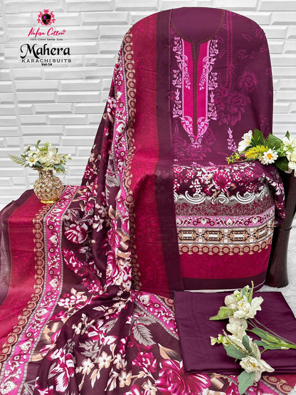 Mahera Vol 14 Nafisa Cotton Mix Cotton Open Pic Karachi Salwar Suits Wholesaler Gujarat