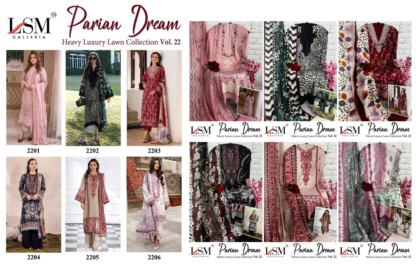 Parian Dream Vol 22 Lsm Galleria Lawn Open Pic Karachi Salwar Suits Exporter India
