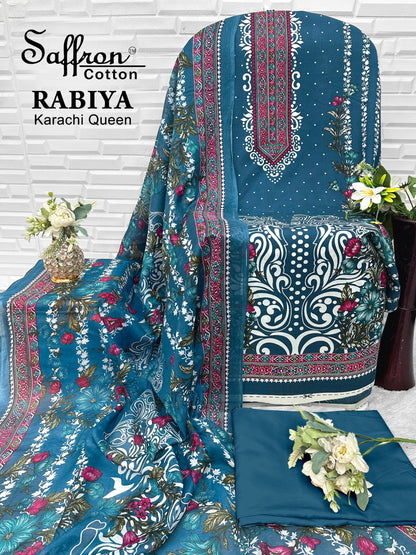 Rabiya Queen Saffron Cotton Open pic Karachi Salwar Suits Supplier India