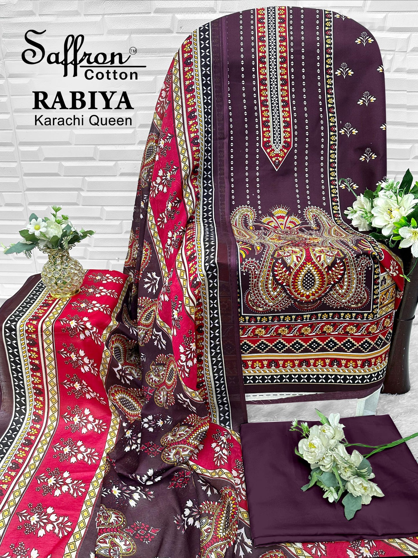Rabiya Queen Saffron Cotton Open pic Karachi Salwar Suits Supplier India