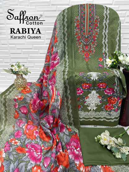 Rabiya Queen Saffron Cotton Open pic Karachi Salwar Suits Supplier India