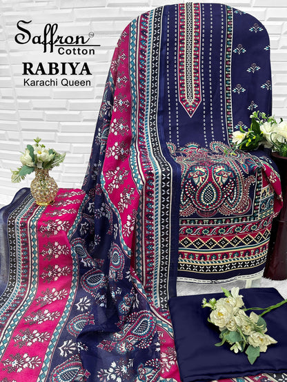 Rabiya Queen Saffron Cotton Open pic Karachi Salwar Suits Supplier India