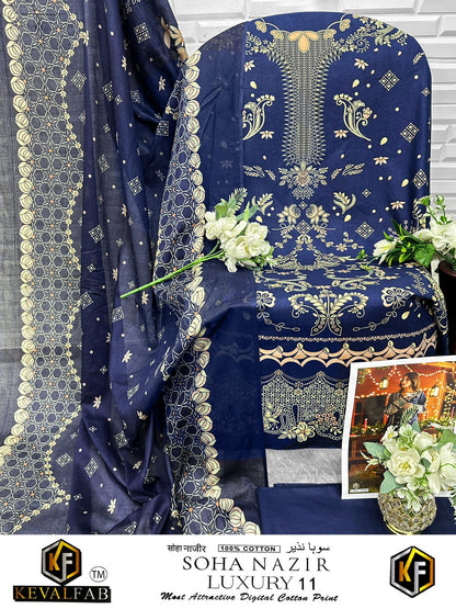 Soha Nazir Luxury 11 Keval Fab Cotton Open Images Karachi Salwar Suits Supplier India