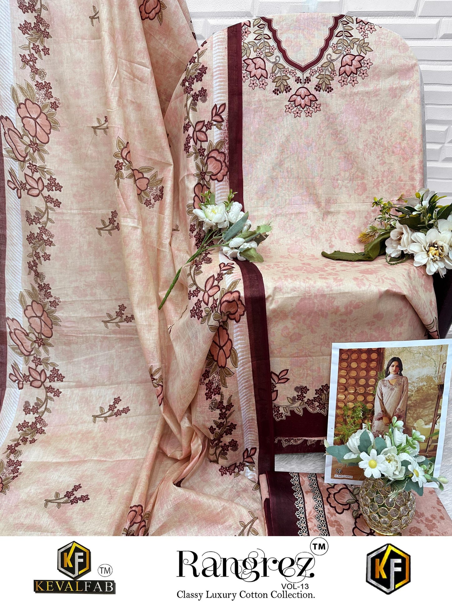 Rangrez Vol 13 Keval Fab Mix Cotton Open Picture Karachi Salwar Suits Wholesaler India