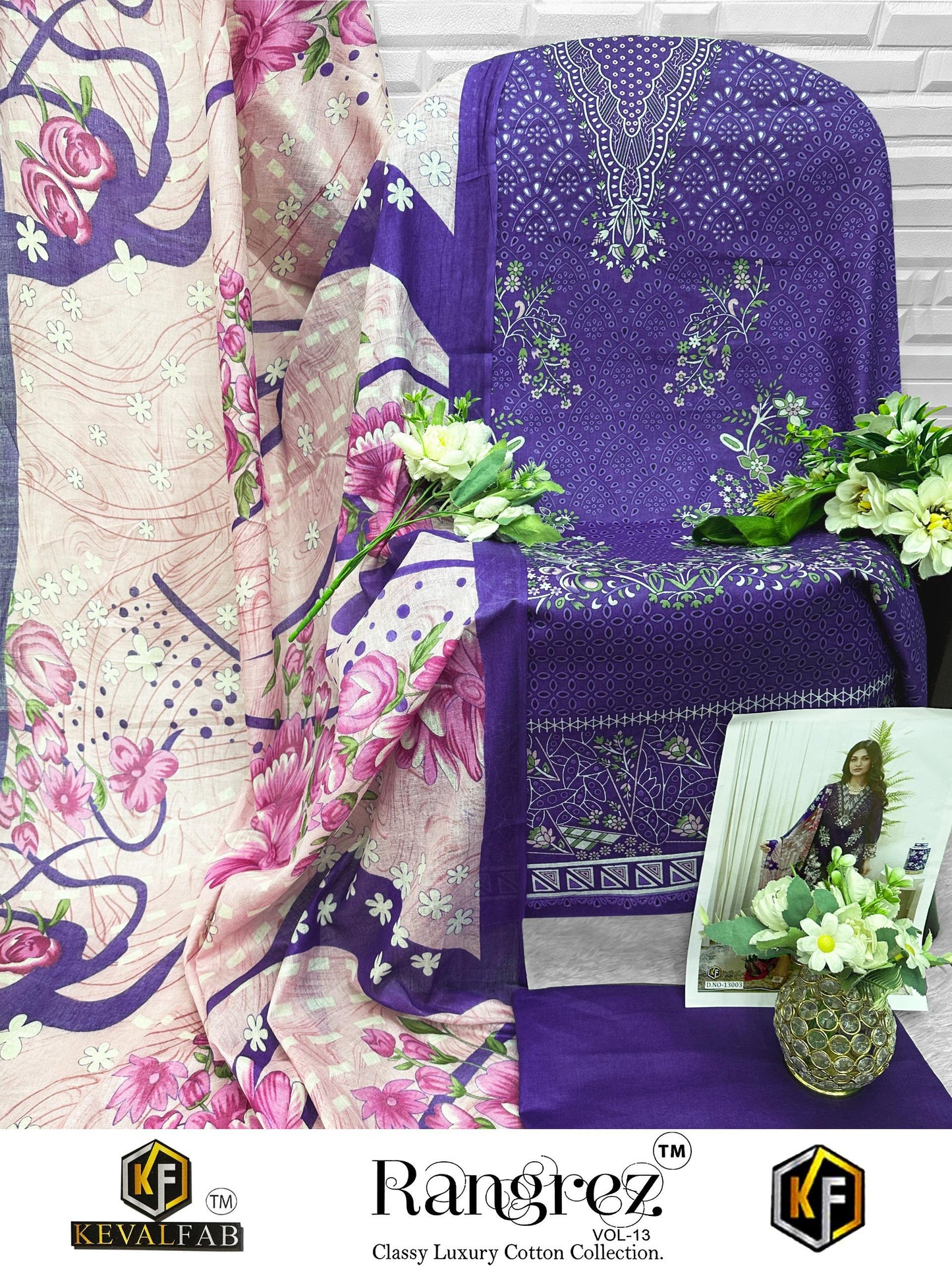 Rangrez Vol 13 Keval Fab Mix Cotton Open Picture Karachi Salwar Suits Wholesaler India