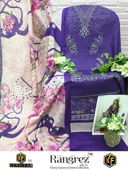 Rangrez Vol 13 Keval Fab Mix Cotton Open Picture Karachi Salwar Suits Wholesaler India