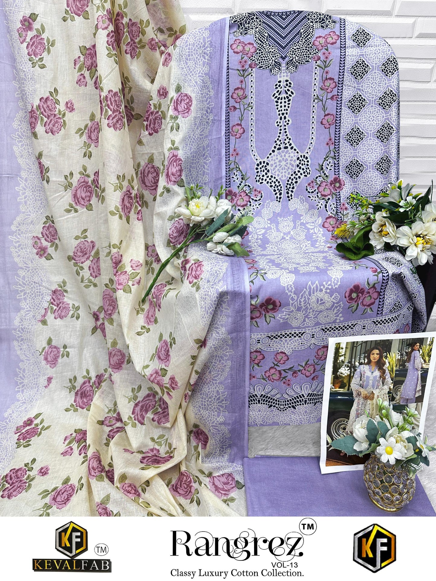 Rangrez Vol 13 Keval Fab Mix Cotton Open Picture Karachi Salwar Suits Wholesaler India