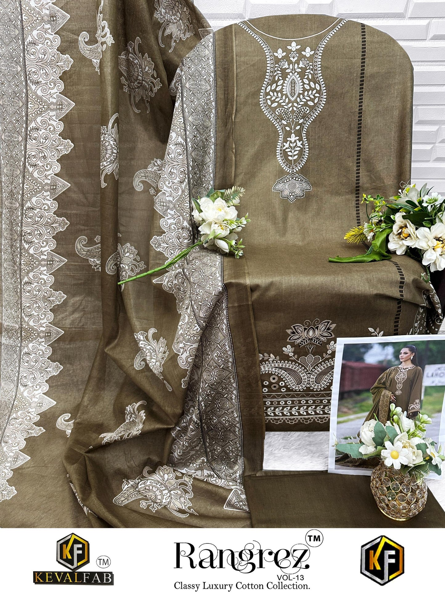 Rangrez Vol 13 Keval Fab Mix Cotton Open Picture Karachi Salwar Suits Wholesaler India
