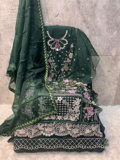 Or 65 Hoor Tex Organza Pakistani Salwar Suits Wholesale Rate