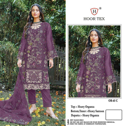 Or 65 Hoor Tex Organza Pakistani Salwar Suits Wholesale Rate