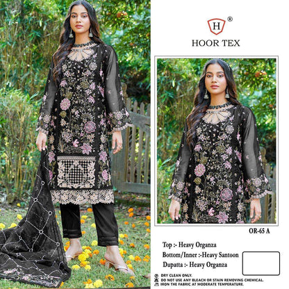 Or 65 Hoor Tex Organza Pakistani Salwar Suits Wholesale Rate