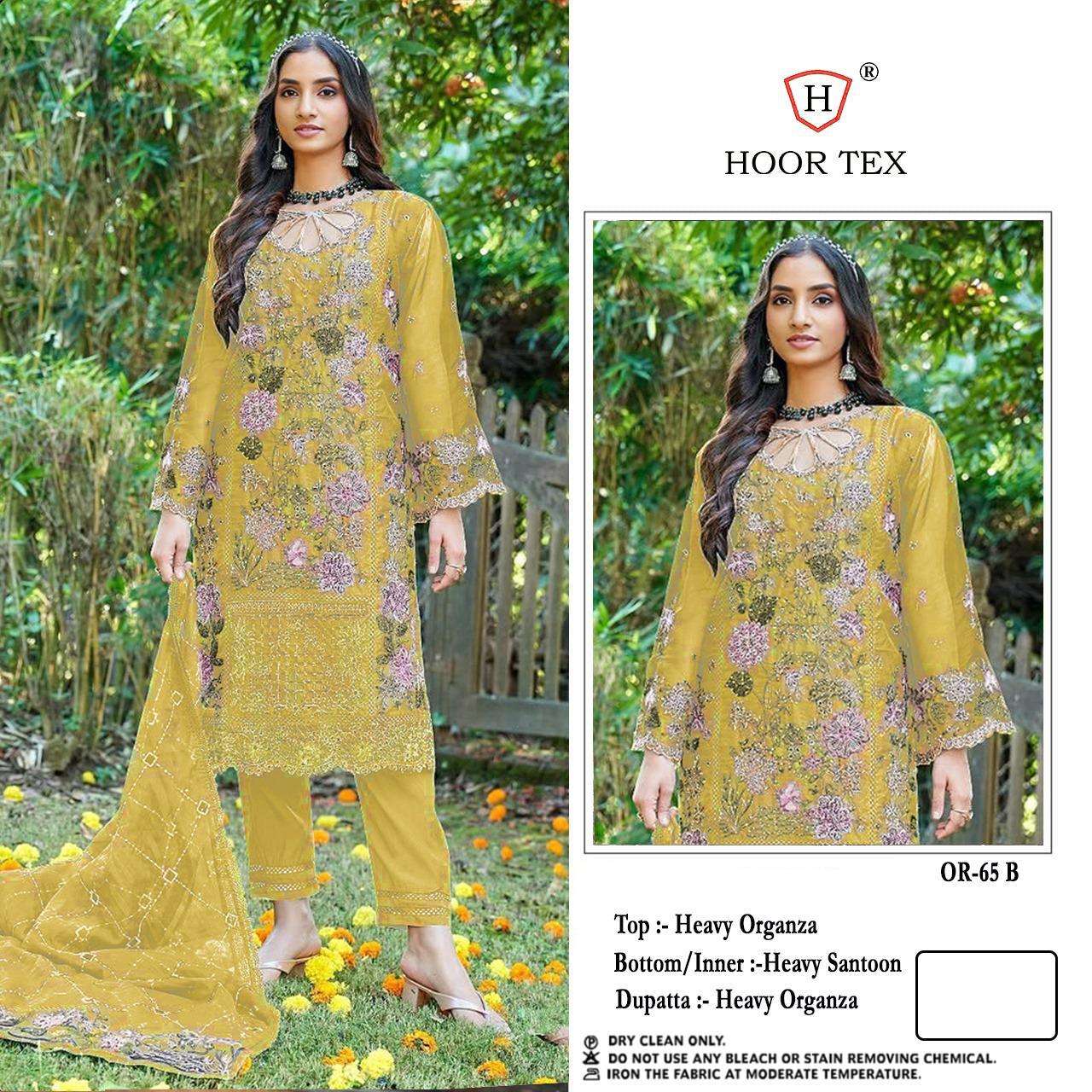 Or 65 Hoor Tex Organza Pakistani Salwar Suits Wholesale Rate
